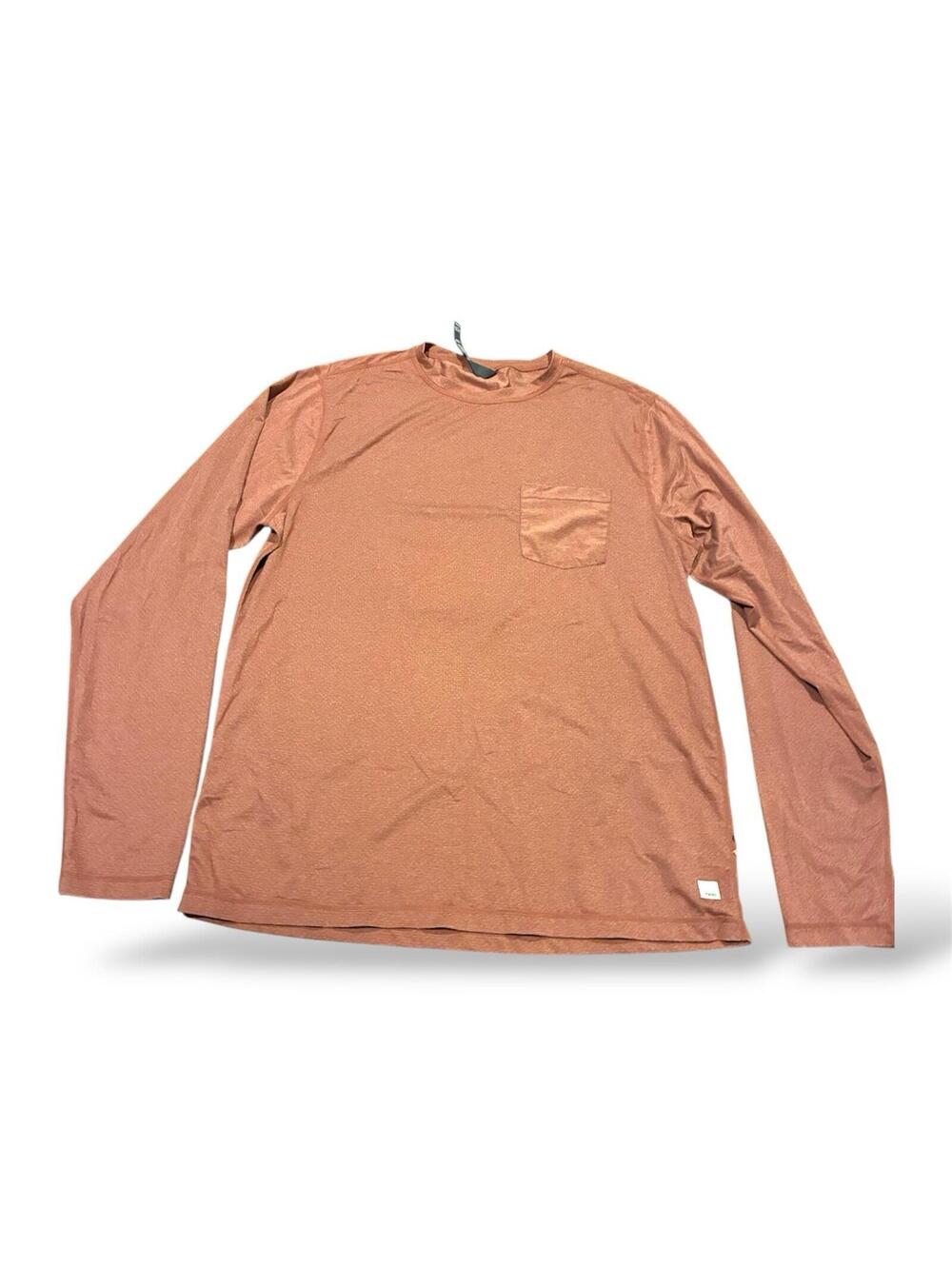 Vuori Long Sleeve Shirt Mens XL Copper Heather Pocket Crewneck Athletic Tech